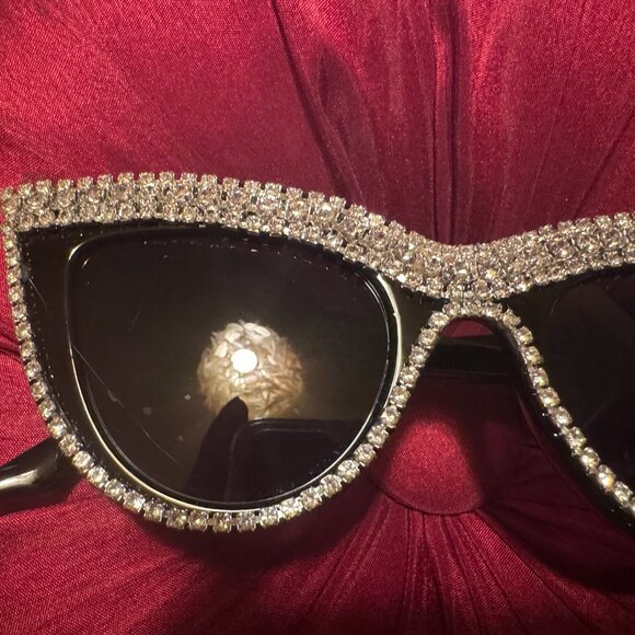 SALE!  Black Cat Eye Rhinestone Encrusted Black Lenses Womens Accessories. main image 8